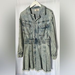 FREE PEOPLE DISTRESSED DENIM DRESS